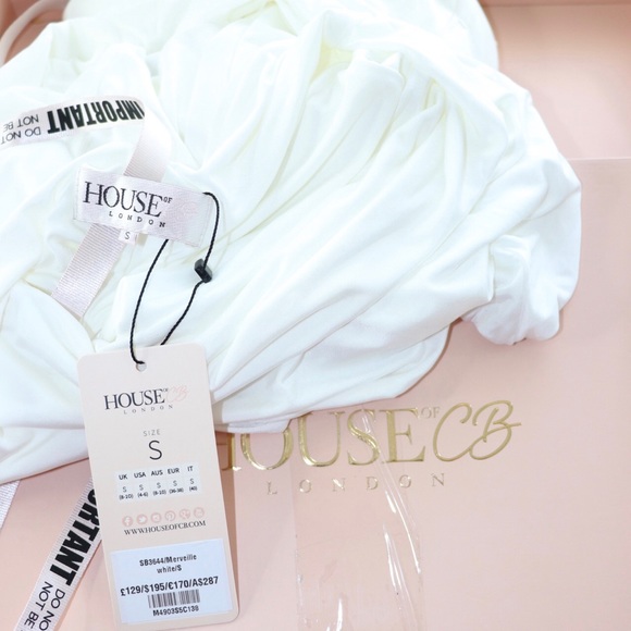 House of CB Merveille White Wrap Sleeve Maxi Dress - Picture 7 of 8